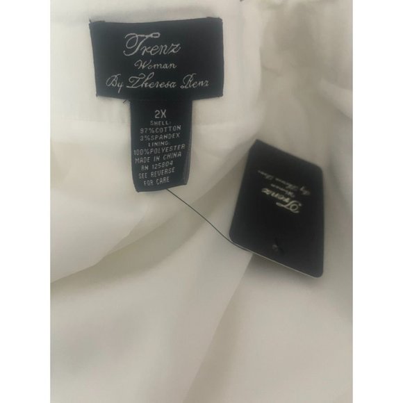 trenz by Theresa Renz women's jacket blazer White cotton embroidered size 2X new - Picture 5 of 6